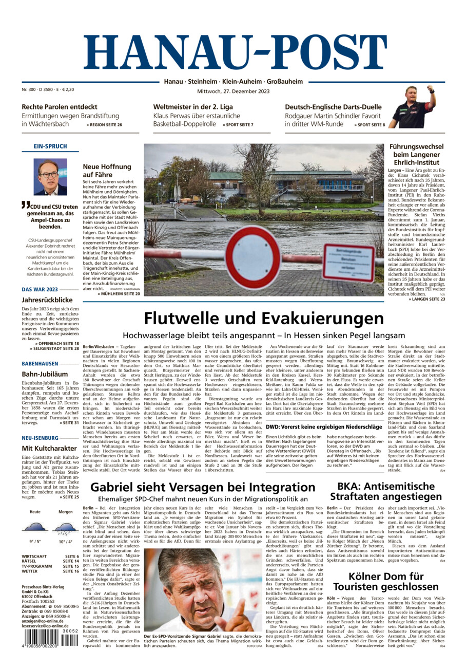 Hanau-Post vom Mittwoch, 27.12.2023