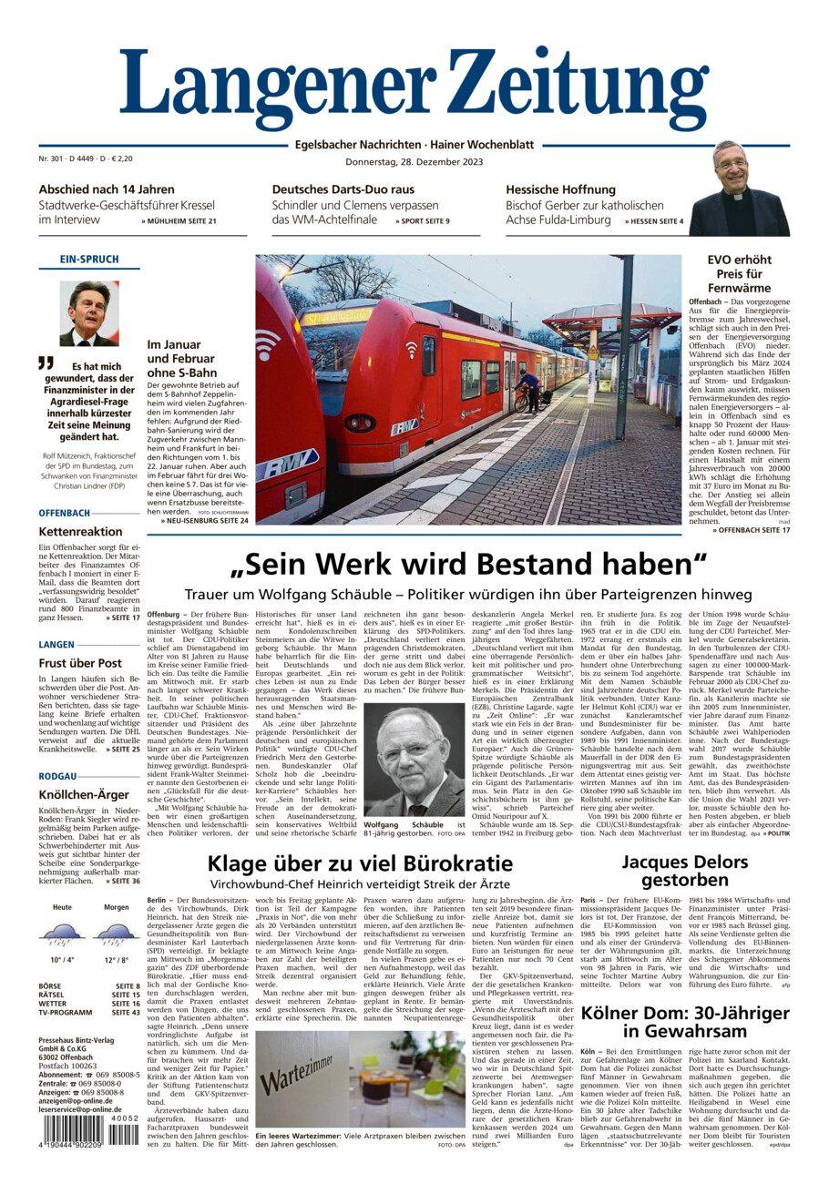 Langener-Zeitung vom Donnerstag, 28.12.2023