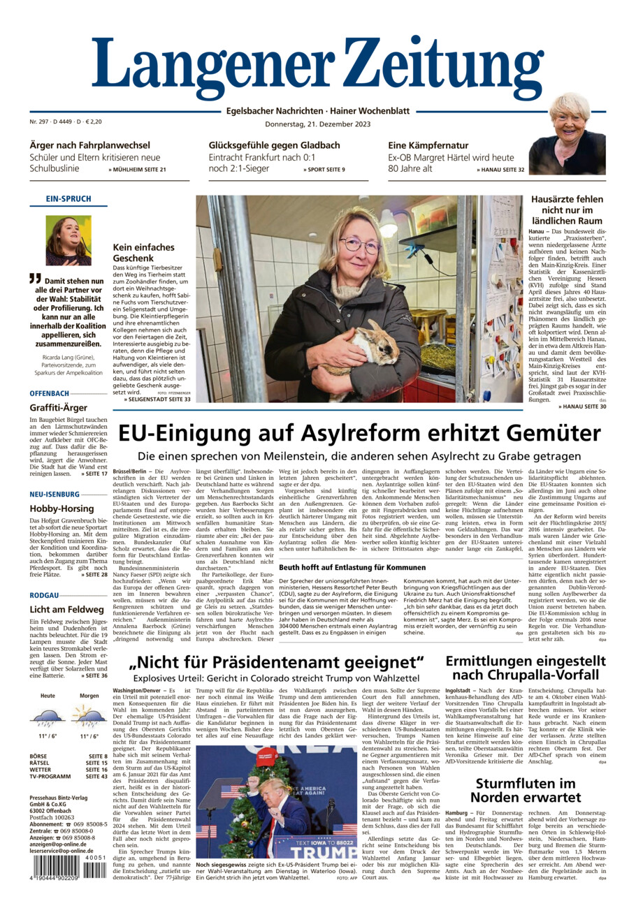 Langener-Zeitung vom Donnerstag, 21.12.2023