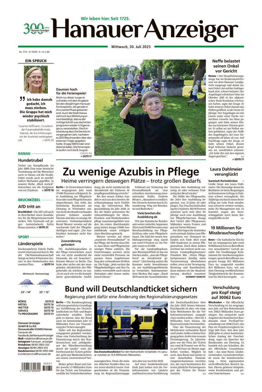 Hanauer Anzeiger vom Mittwoch, 30.07.2025