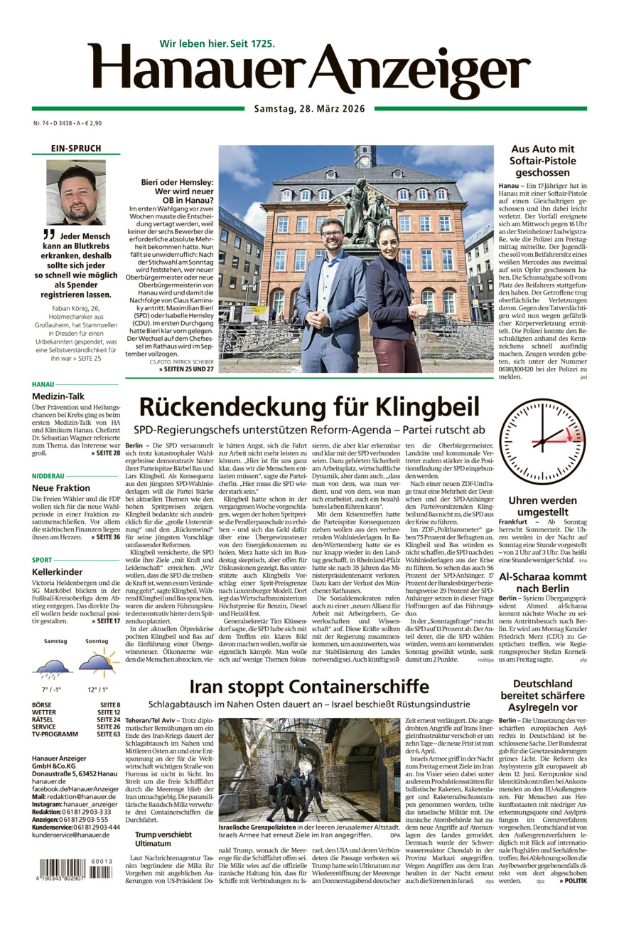 Hanauer Anzeiger vom Samstag, 28.03.2026