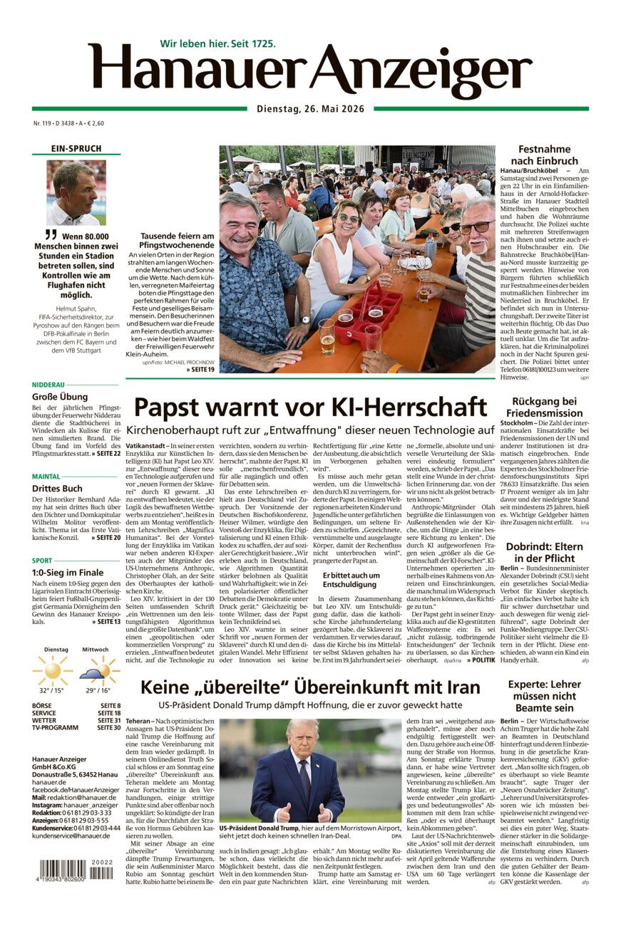 Hanauer Anzeiger vom Dienstag, 26.05.2026