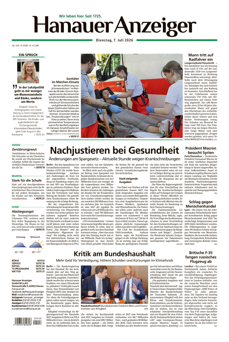 Hanauer Anzeiger vom Dienstag, 07.07.2026