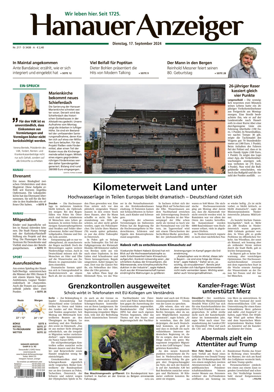 Hanauer Anzeiger vom Dienstag, 17.09.2024