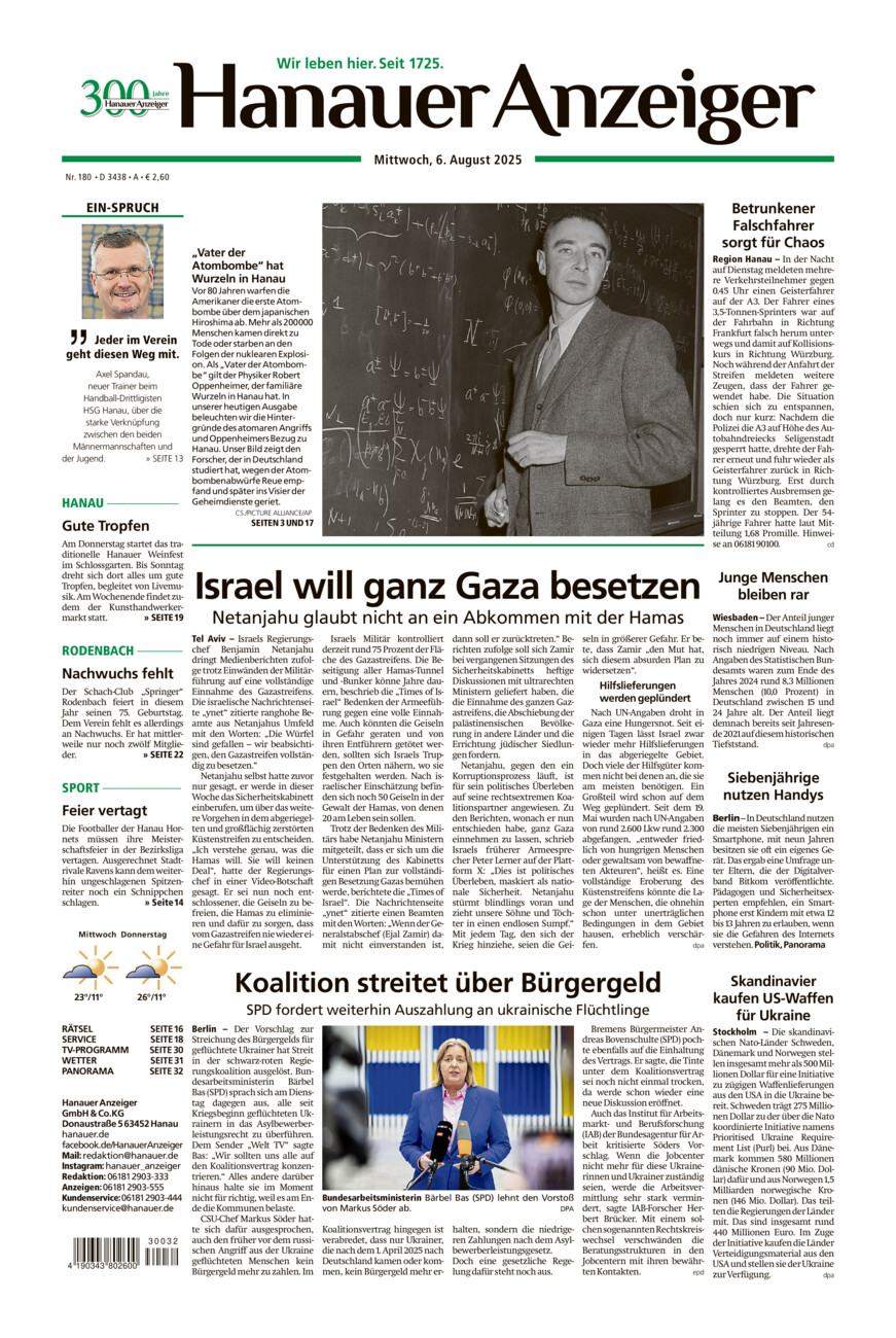 Hanauer Anzeiger vom Mittwoch, 06.08.2025