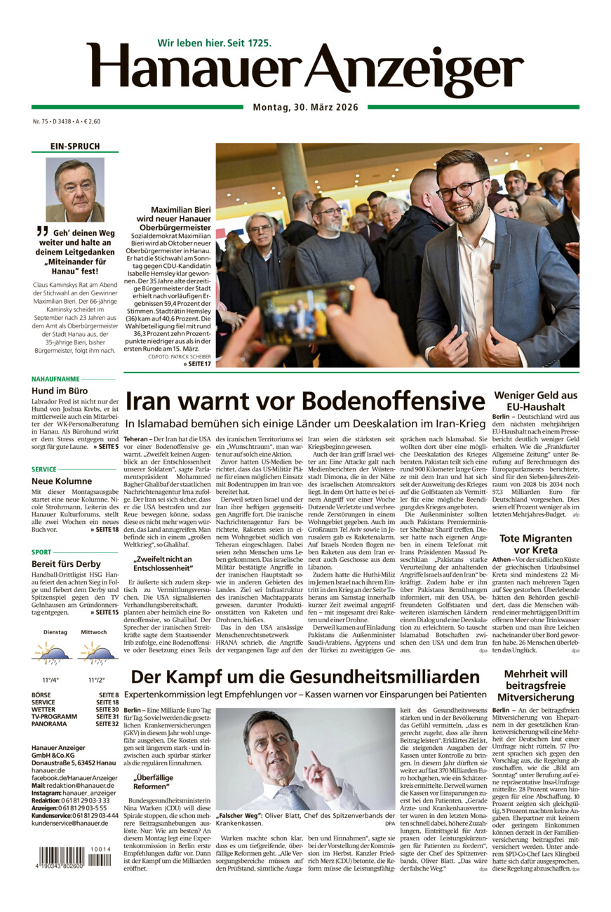 Hanauer Anzeiger vom Montag, 30.03.2026