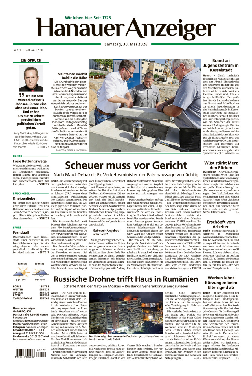 Hanauer Anzeiger vom Samstag, 30.05.2026