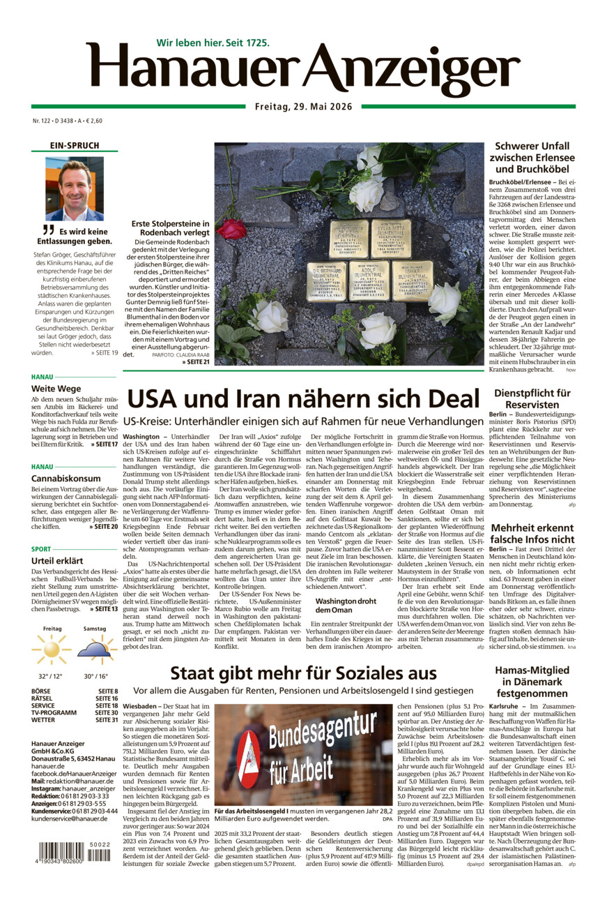 Hanauer Anzeiger vom Freitag, 29.05.2026