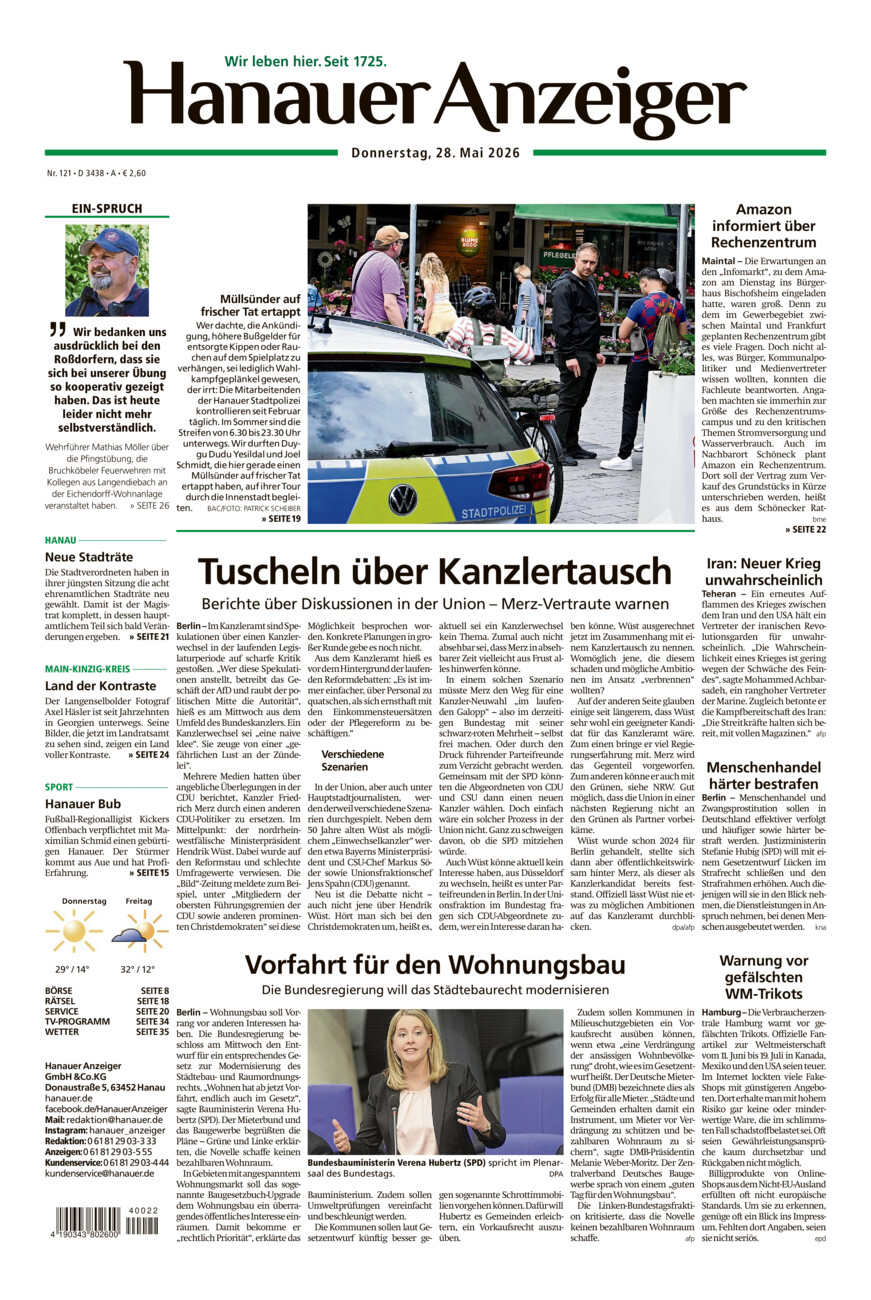Hanauer Anzeiger vom Donnerstag, 28.05.2026
