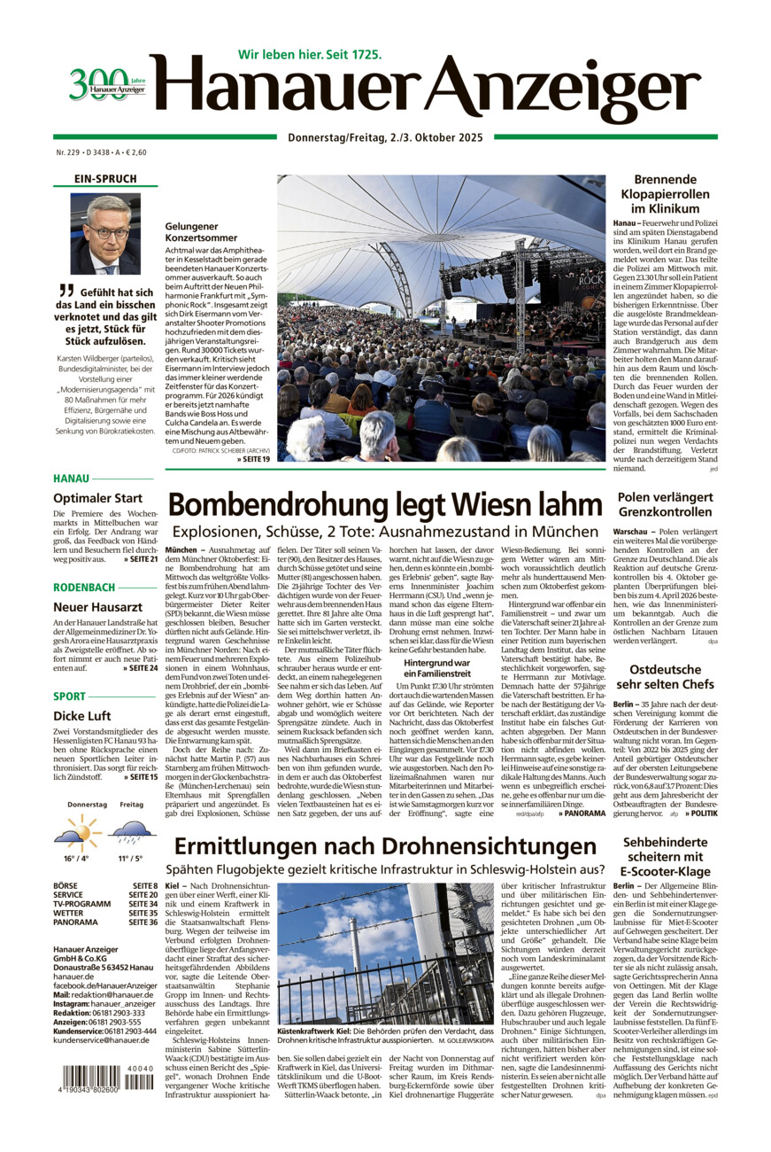 Hanauer Anzeiger vom Donnerstag, 02.10.2025