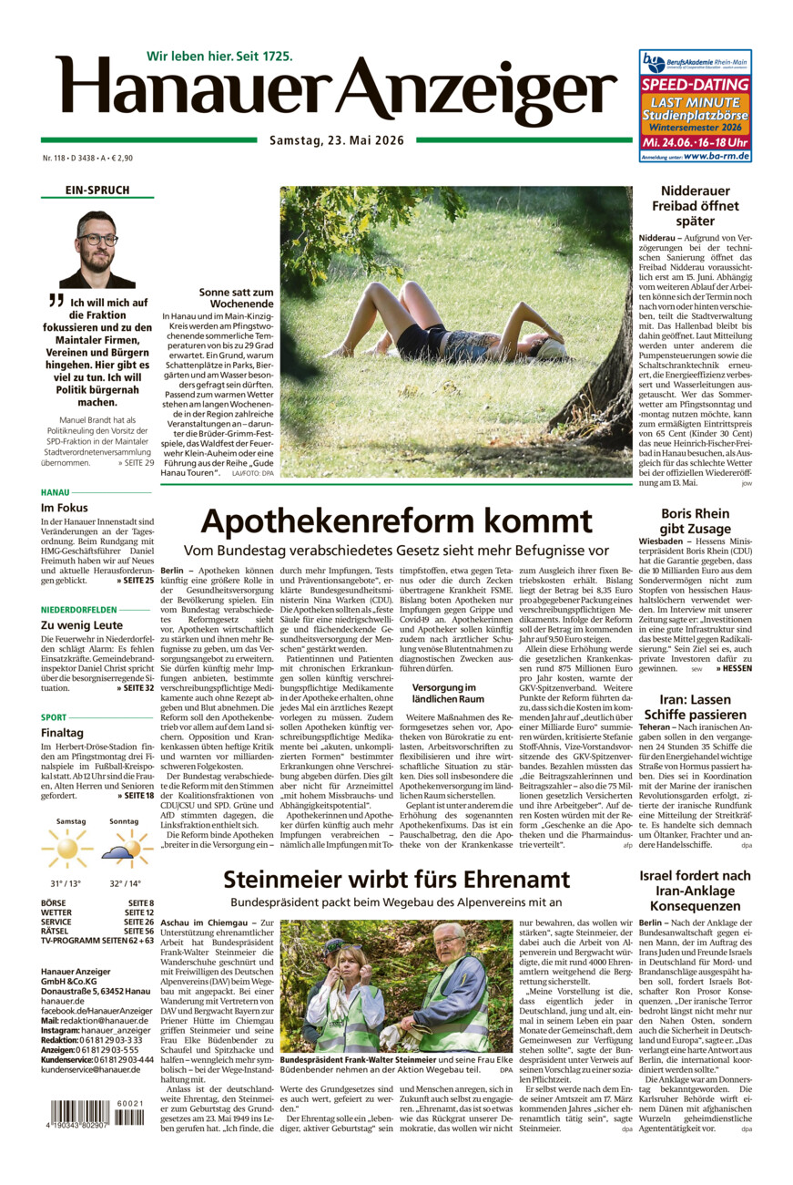 Hanauer Anzeiger vom Samstag, 23.05.2026