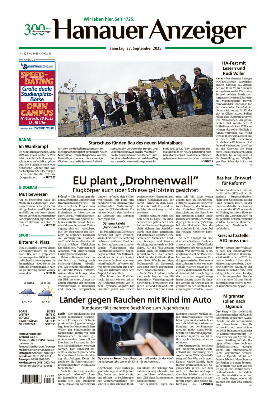 Hanauer Anzeiger vom Samstag, 27.09.2025