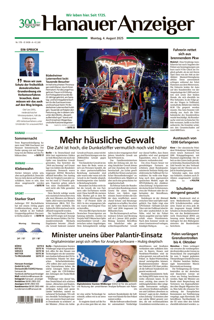 Hanauer Anzeiger vom Montag, 04.08.2025