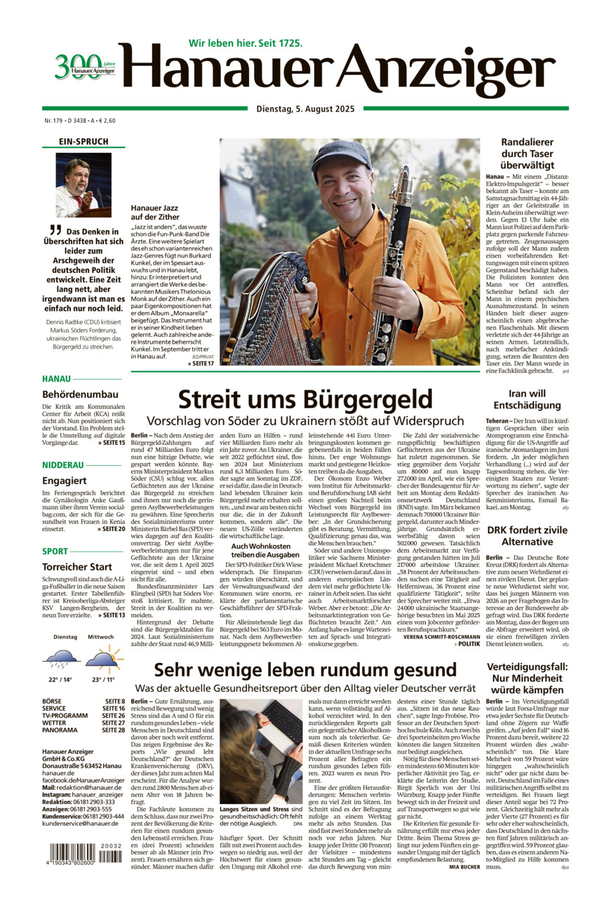 Hanauer Anzeiger vom Dienstag, 05.08.2025