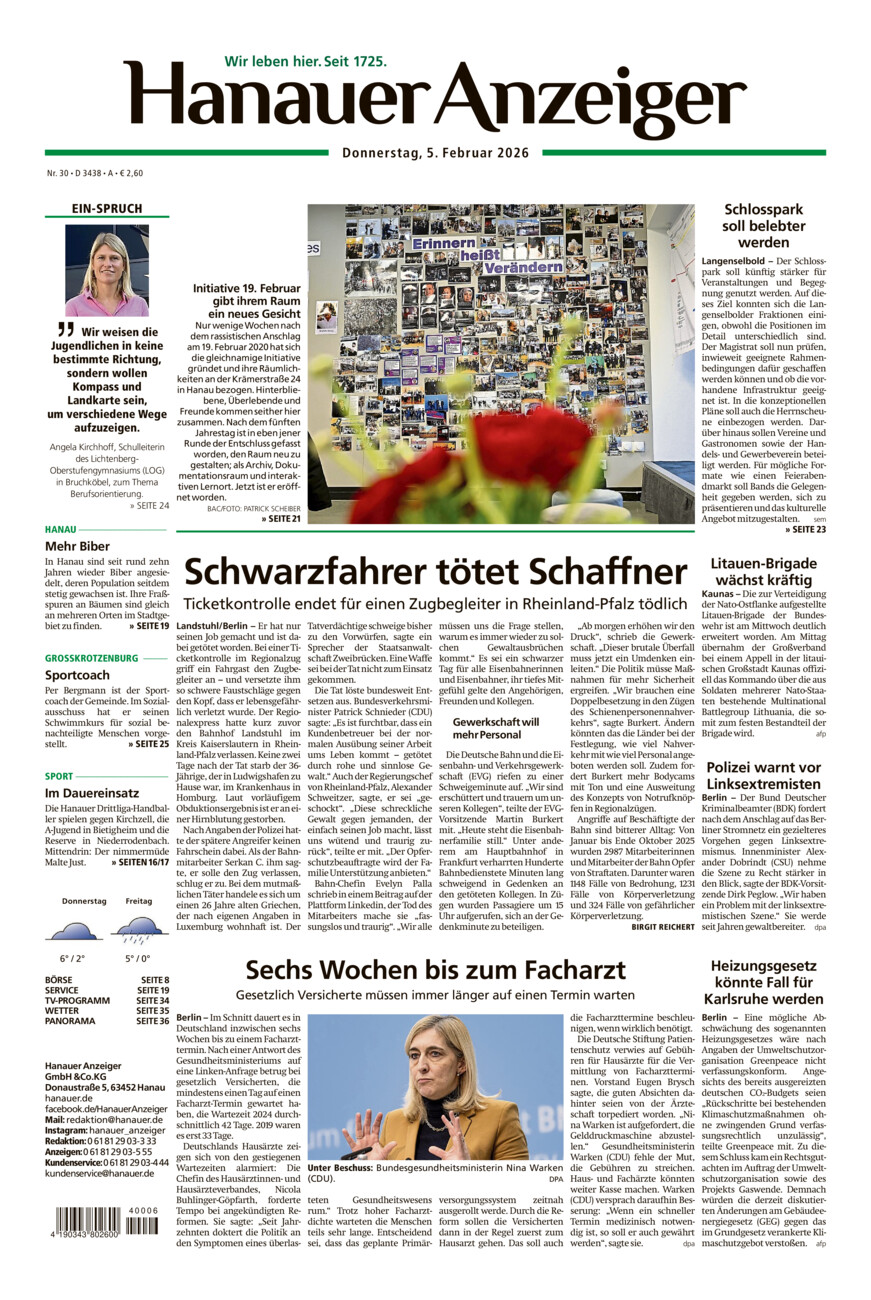 Hanauer Anzeiger vom Donnerstag, 05.02.2026