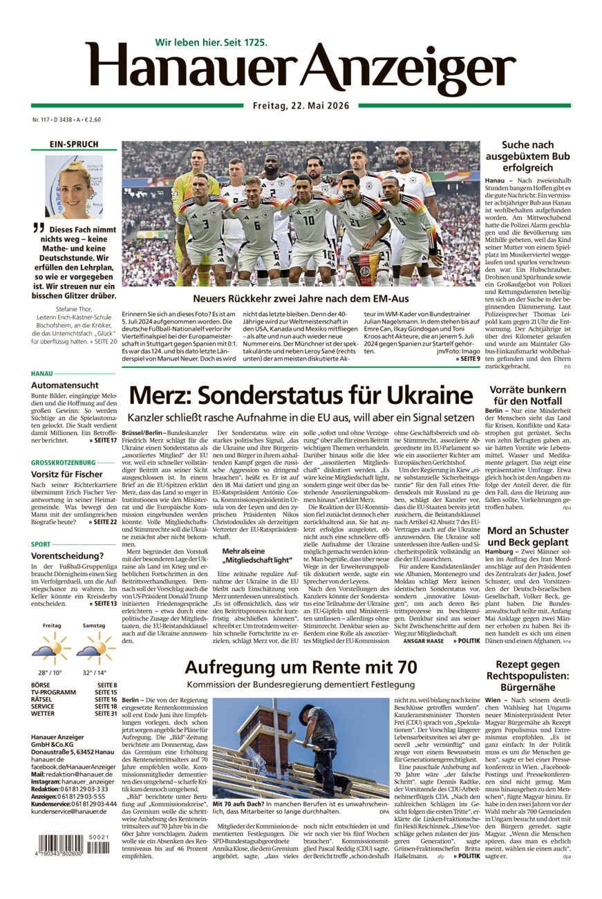 Hanauer Anzeiger vom Freitag, 22.05.2026