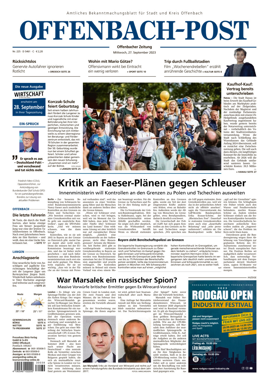 Offenbach-Post West vom Mittwoch, 27.09.2023