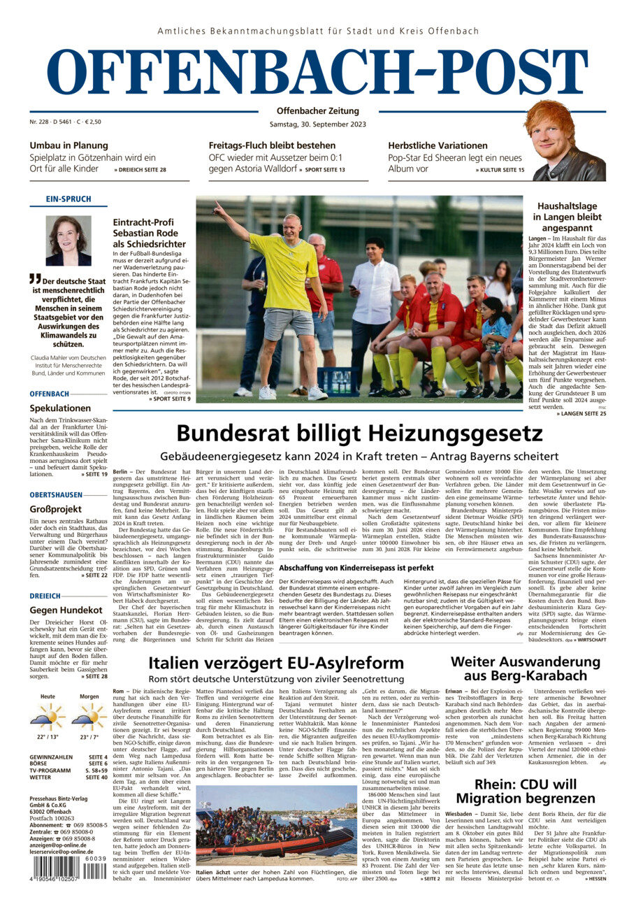 Offenbach-Post West vom Samstag, 30.09.2023