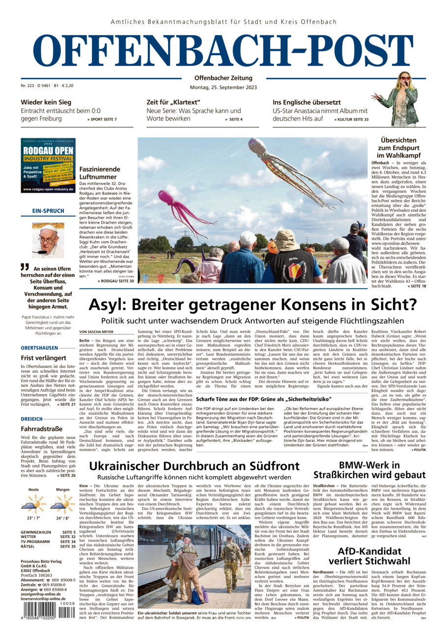 Offenbach-Post Ostkreis vom Montag, 25.09.2023