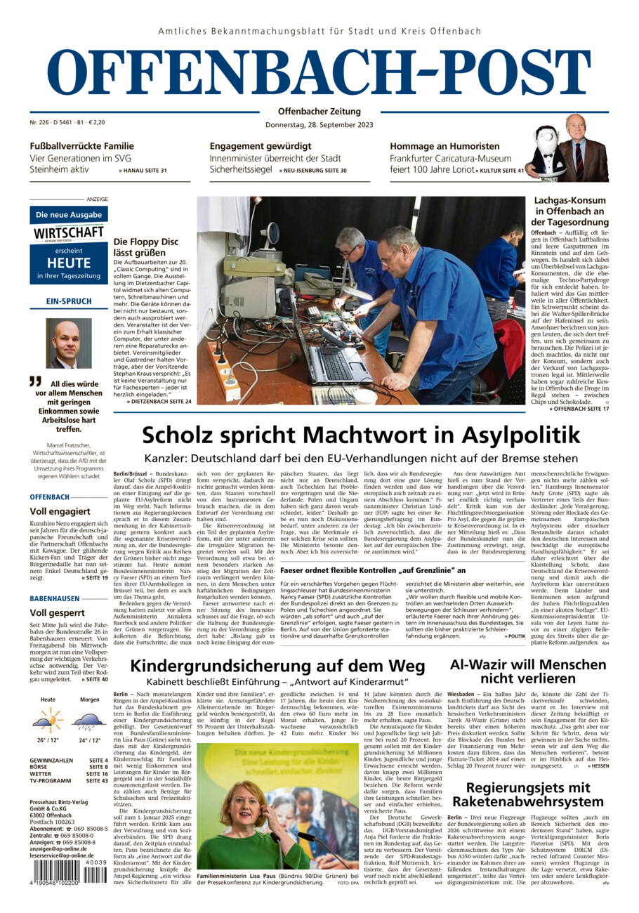 Offenbach-Post Ostkreis vom Donnerstag, 28.09.2023