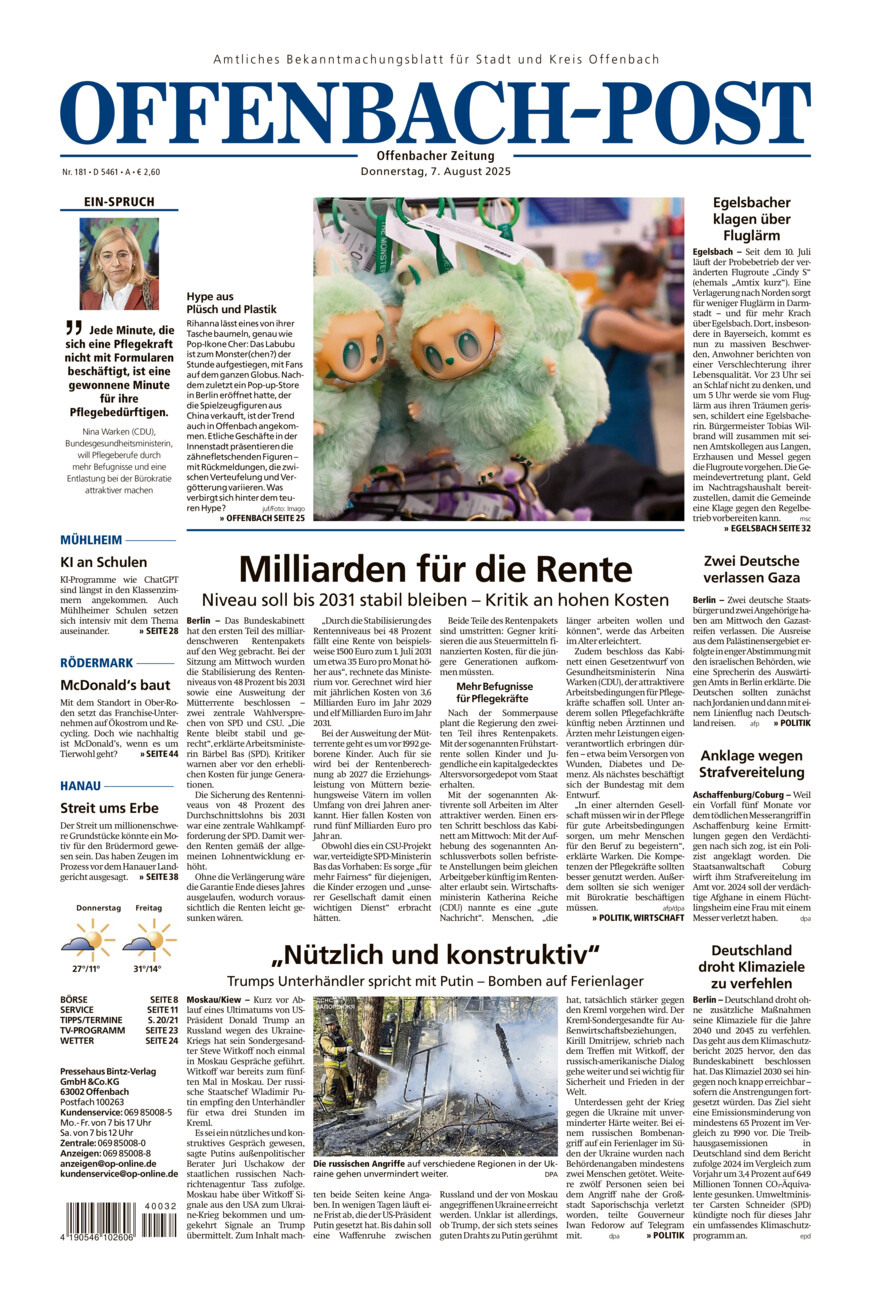 Offenbach-Post vom Donnerstag, 07.08.2025
