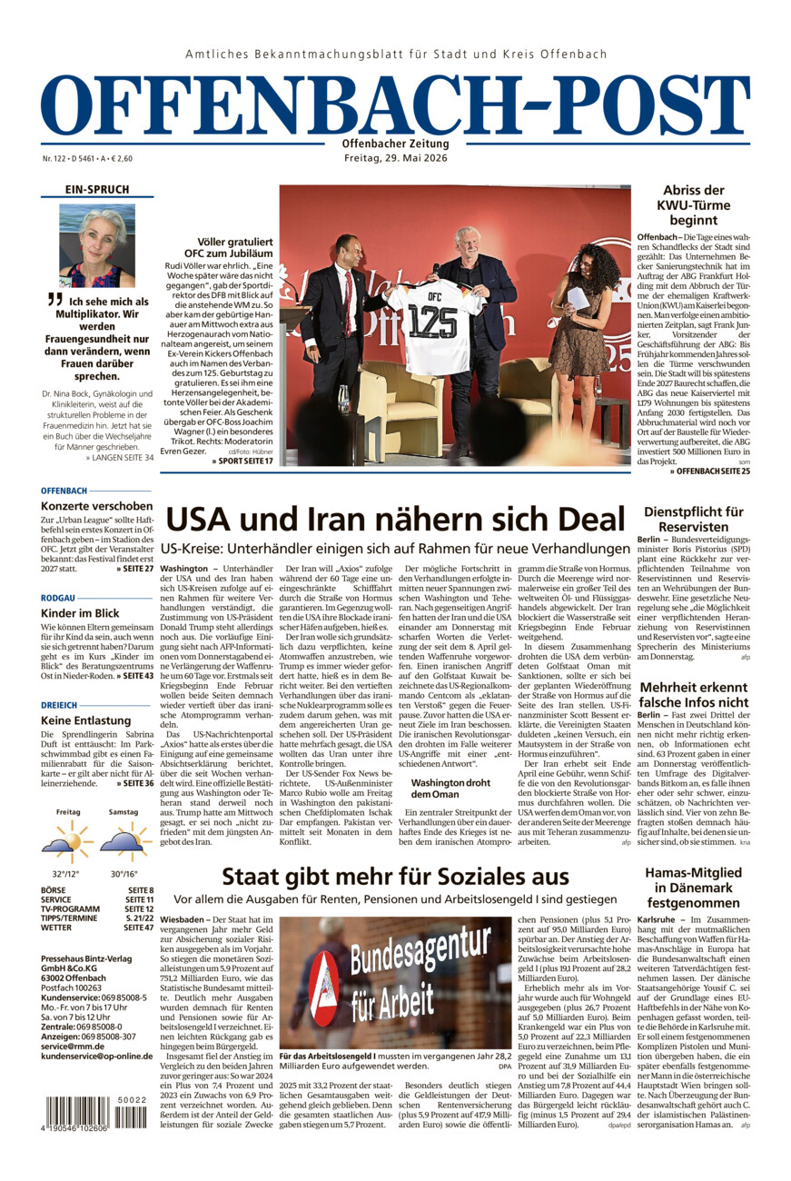 Offenbach-Post vom Freitag, 29.05.2026