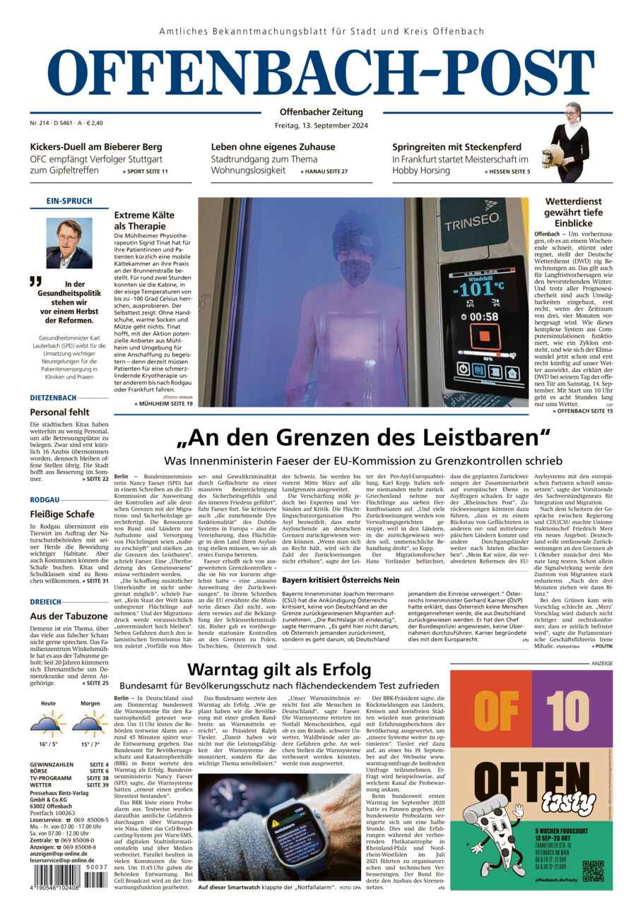 Offenbach-Post vom Freitag, 13.09.2024