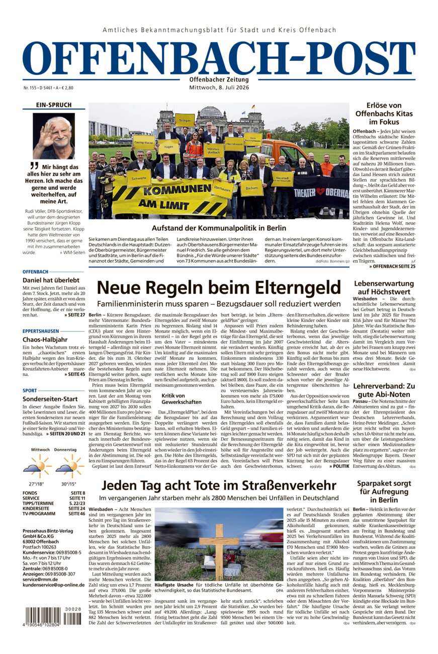 Offenbach-Post vom Mittwoch, 08.07.2026
