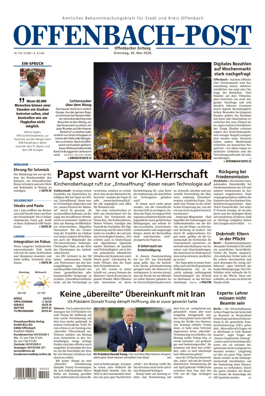 Offenbach-Post vom Dienstag, 26.05.2026