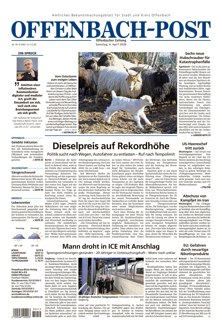 Offenbach-Post vom Samstag, 04.04.2026