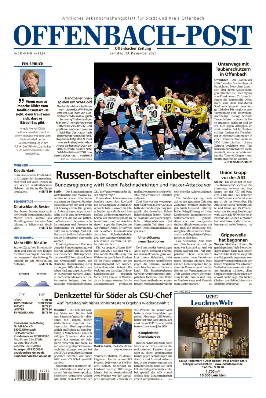 Offenbach-Post vom Samstag, 13.12.2025