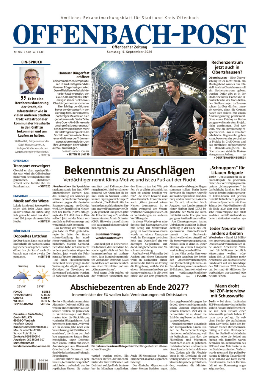 Offenbach-Post vom Samstag, 05.09.2026