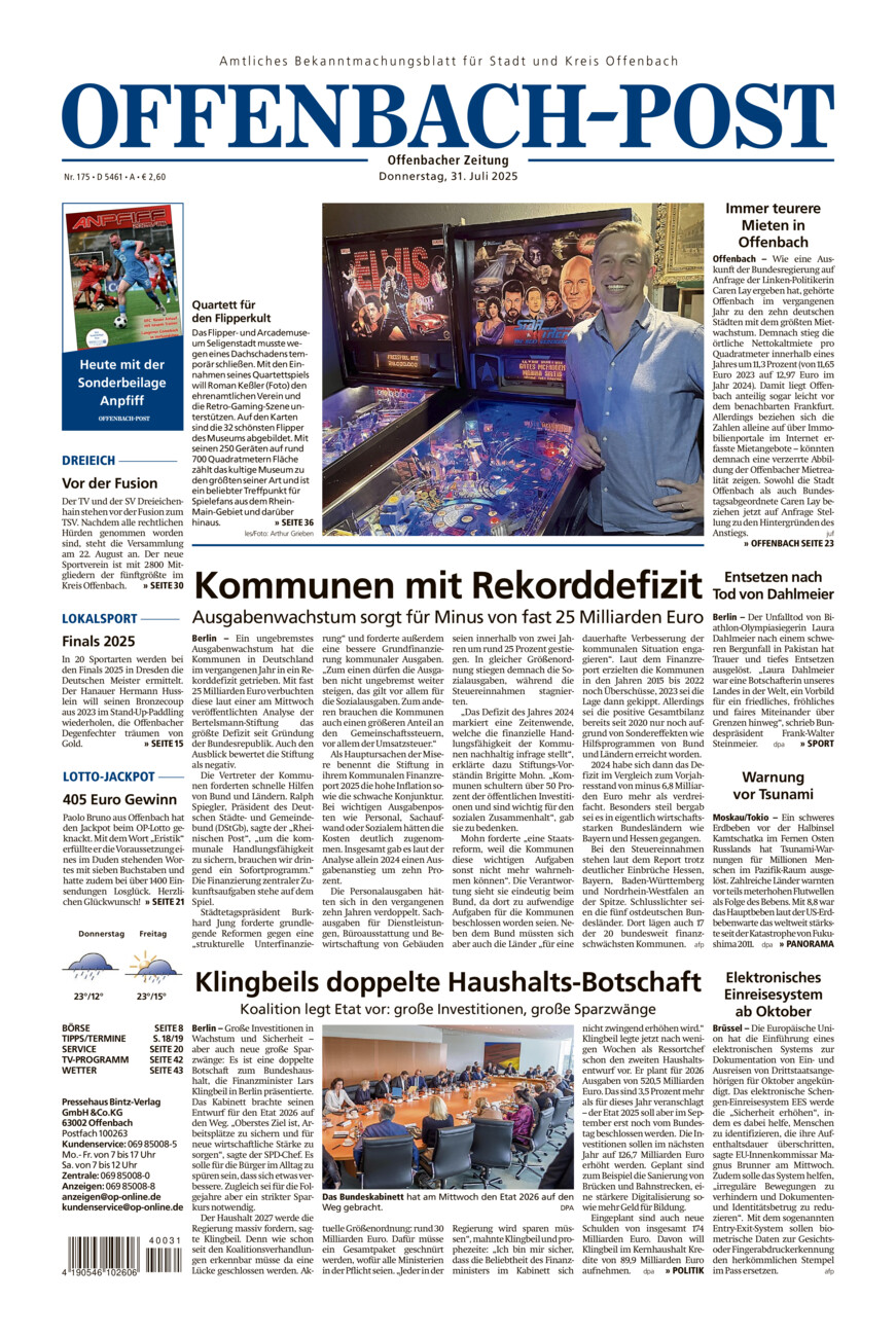 Offenbach-Post vom Donnerstag, 31.07.2025