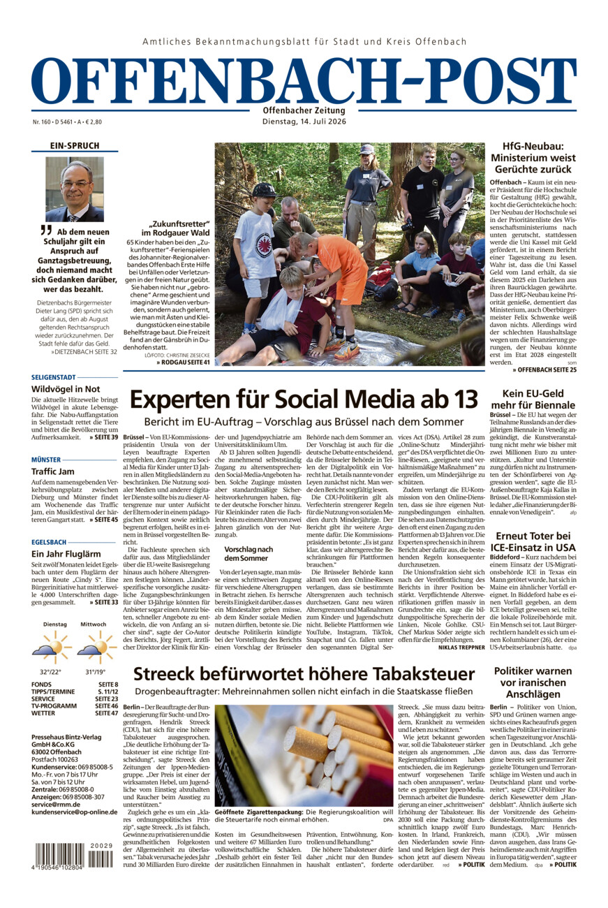 Offenbach-Post vom Dienstag, 14.07.2026