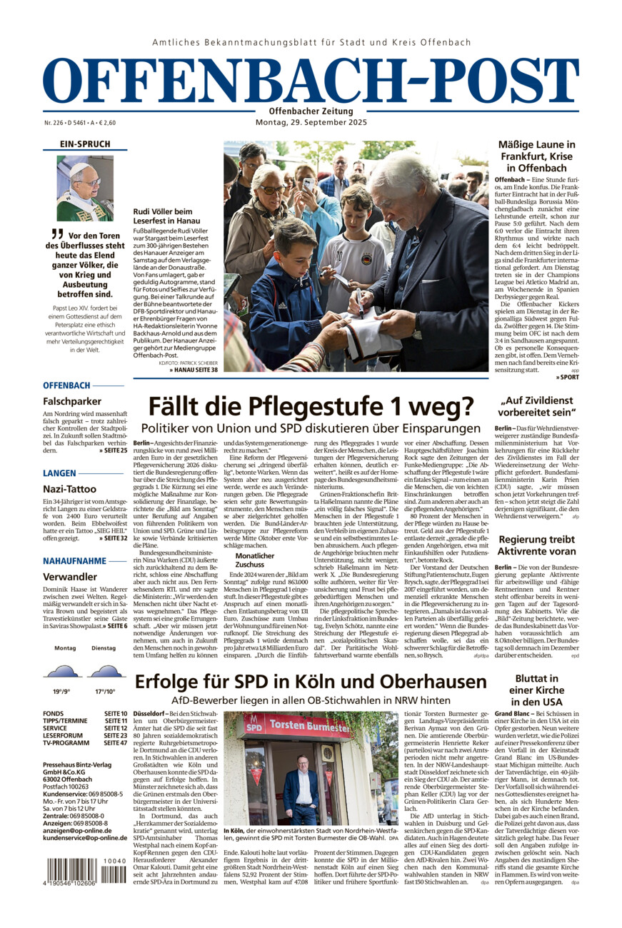Offenbach-Post vom Montag, 29.09.2025