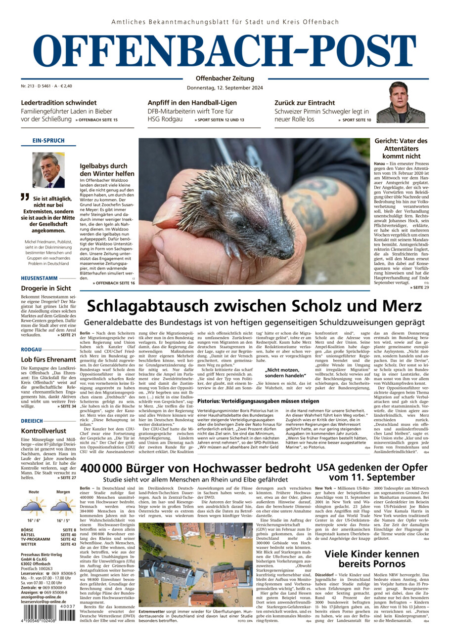 Offenbach-Post vom Donnerstag, 12.09.2024