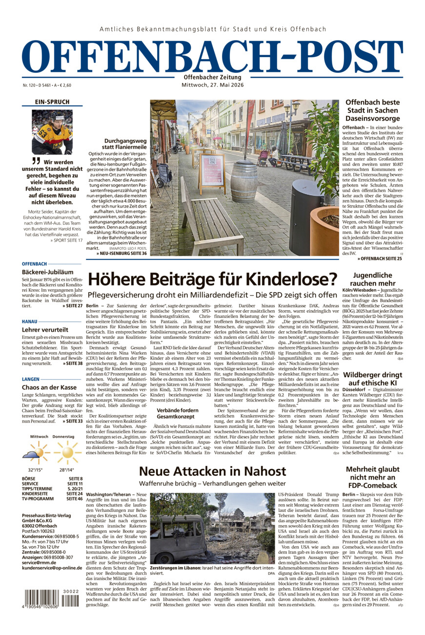 Offenbach-Post vom Mittwoch, 27.05.2026