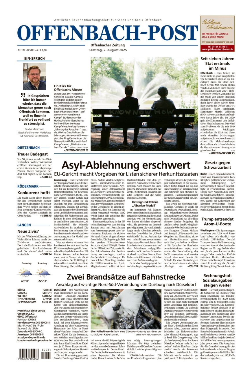 Offenbach-Post vom Samstag, 02.08.2025
