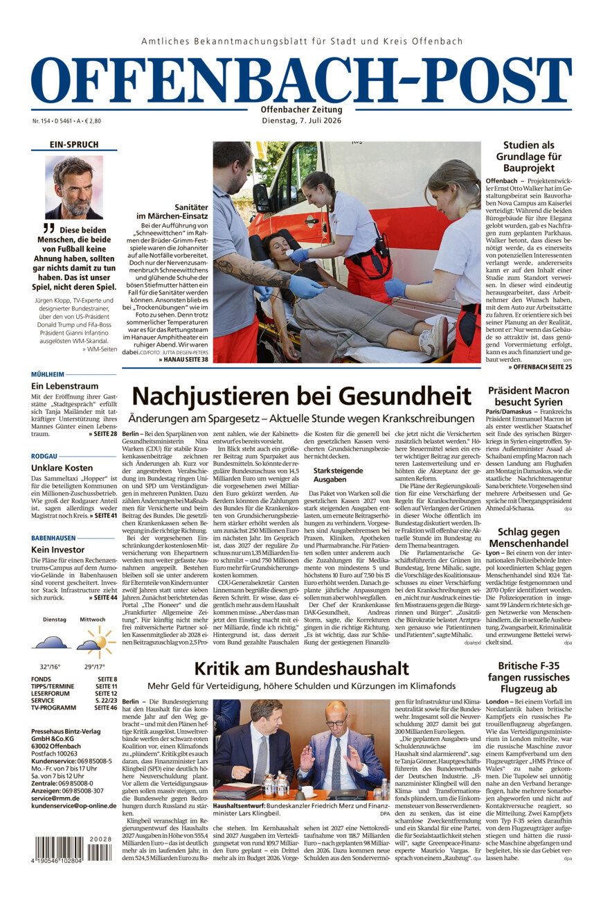 Offenbach-Post vom Dienstag, 07.07.2026
