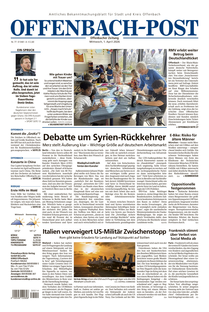 Offenbach-Post vom Mittwoch, 01.04.2026