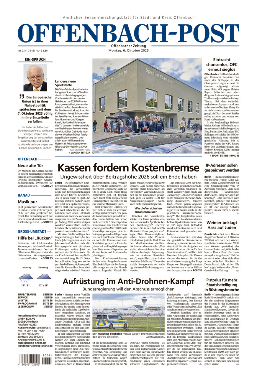 Offenbach-Post vom Montag, 06.10.2025