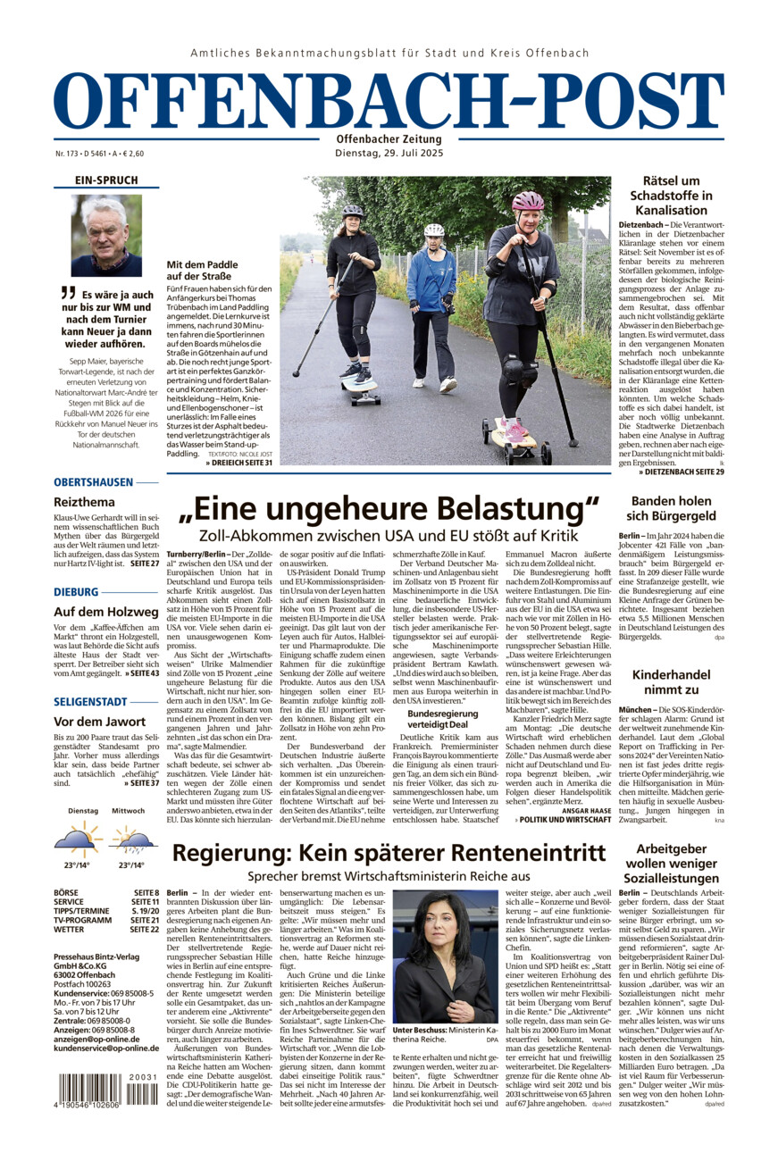 Offenbach-Post vom Dienstag, 29.07.2025