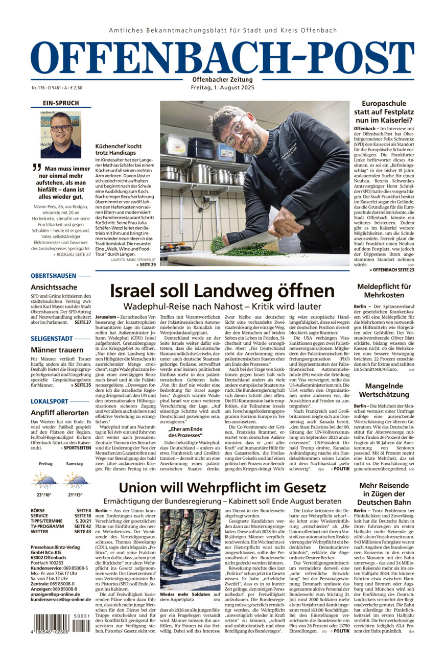 Offenbach-Post vom Freitag, 01.08.2025