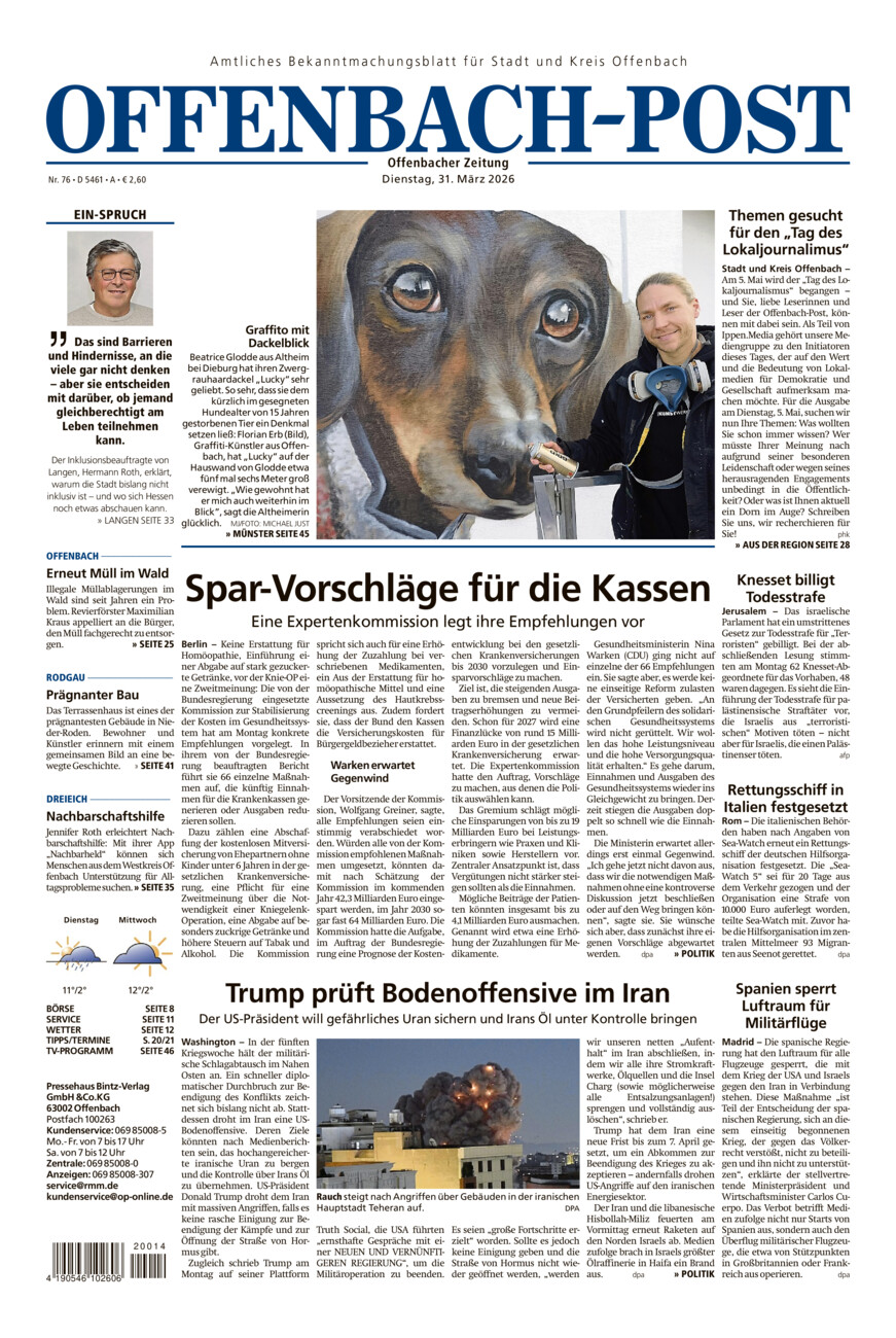 Offenbach-Post vom Dienstag, 31.03.2026
