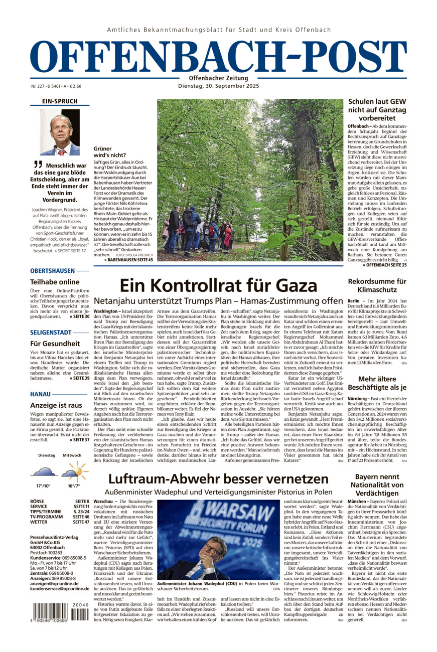 Offenbach-Post vom Dienstag, 30.09.2025