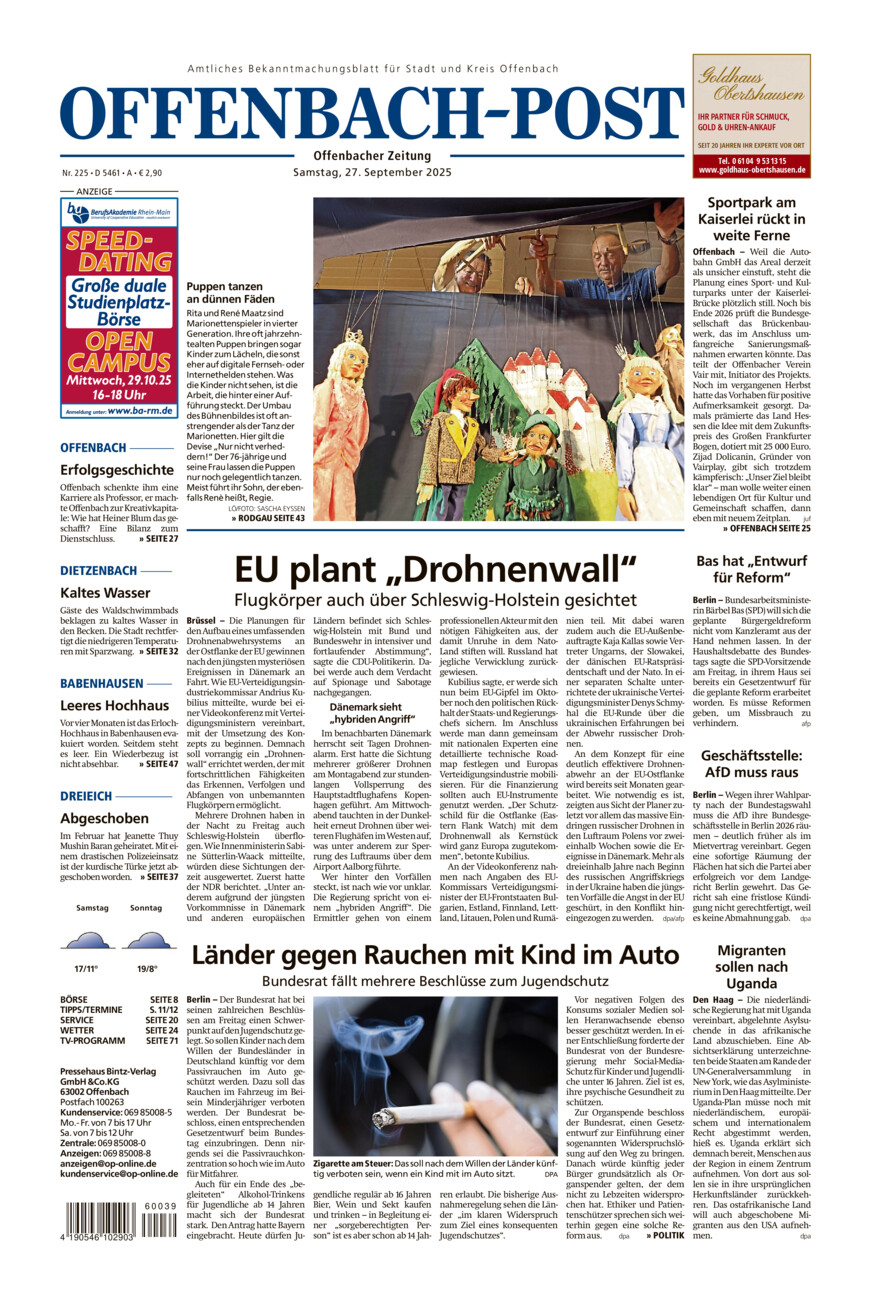 Offenbach-Post vom Samstag, 27.09.2025
