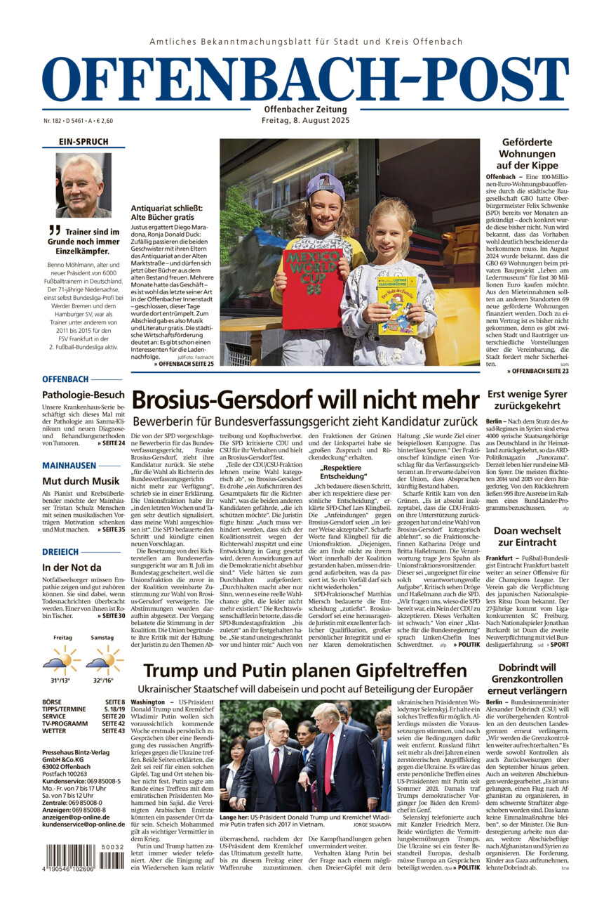 Offenbach-Post vom Freitag, 08.08.2025