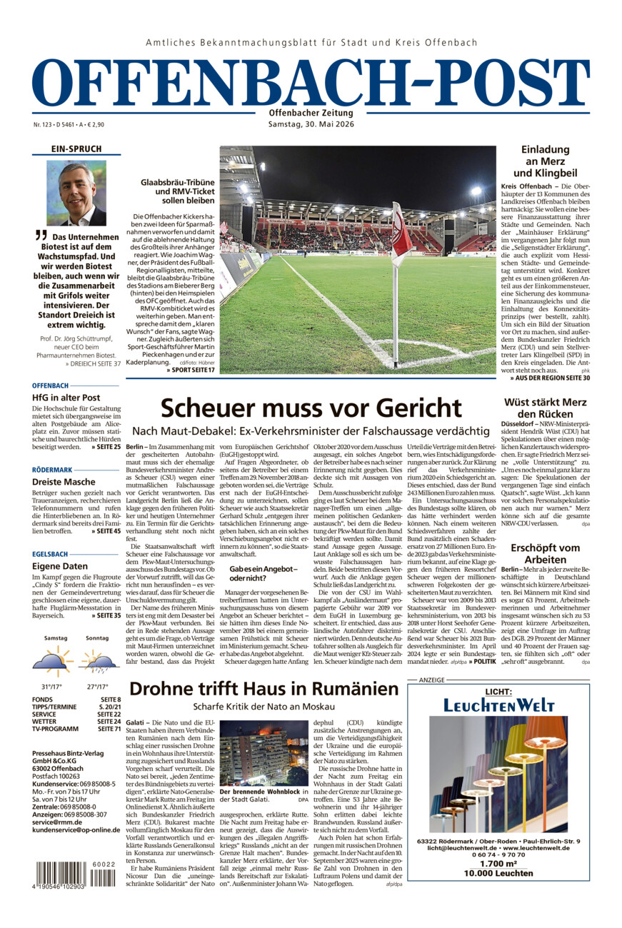 Offenbach-Post vom Samstag, 30.05.2026